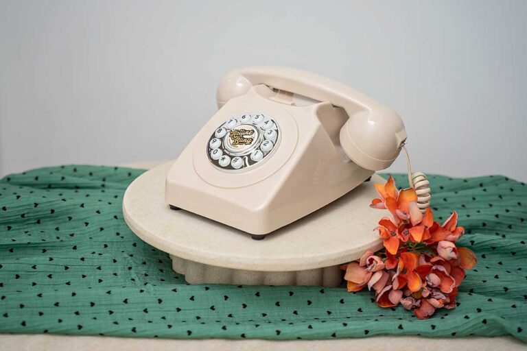 Retro vintage phone guest book for weddings or other special events by Hotline Bling